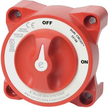 Akulüliti BLUE SEA SYSTEMS e Series 350 AMPs, 98×98 mm, 78 mm, punane, Dual-ON-OFF, 350 am