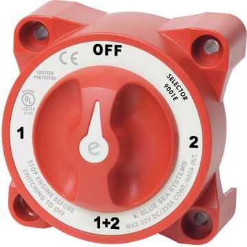 Akulüliti BLUE SEA SYSTEMS 4 asendit, 350 AMPs, 98×98 mm, 72 mm, punane