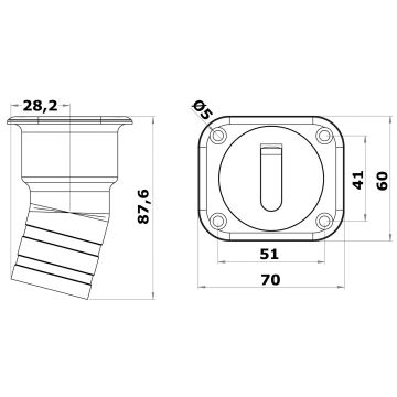 Osculati Square Waste deck filler short version 38 mm