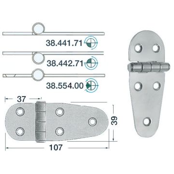 Hing SS OSCULATI 107x39 mm, paksus 2mm