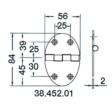 hinge 78x56mm 3mm screws