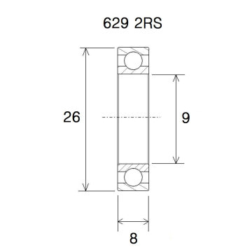 "BEARING B3 9X26X8MM"