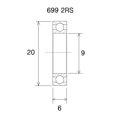 "BEARING B3 9X20X6MM"
