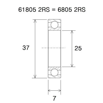 "BEARING B5 25X37X7MM"