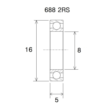 "BEARING B5 8X16X5MM"