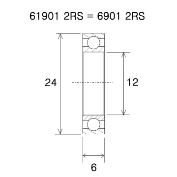 "BEARING B5 12X24X6MM"