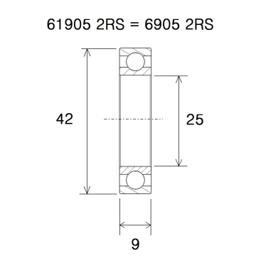 "BEARING B5 25X42X9MM"