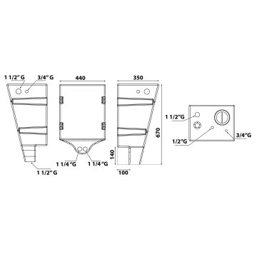 Waste water tank 78 l wall mounting