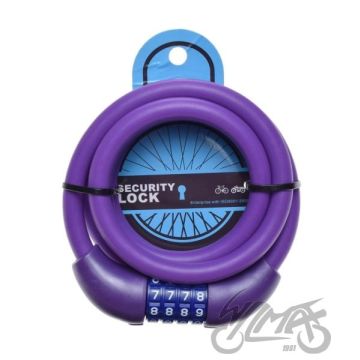 Jalgratta lukk sili cipher koodiga, tross 12mm, pikkud 1500mm,lilla