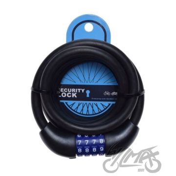 Jalgratta lukk sili cipher koodiga, tross 12mm, pikkud 1500mm,must