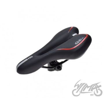 Jalgratta sadul MTB must/punane GEL, 2 terasvarrast, 275 x 160 mm, 588 g