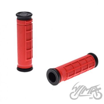 Jalgratta juhtrauakäepidemed V-grip, Kraton/PVC, punane/must, 120 mm, 92 g