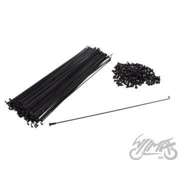 Jalgrattaratta kodarad 252 MM (144 tk) + must nippel, 2 mm, 90°, 12 mm