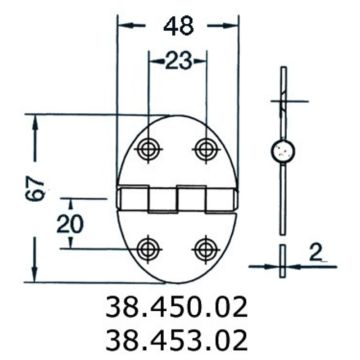 hinge 48x67mm 2mm screws