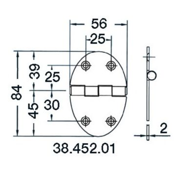 hinge 84x56mm 2mm screws