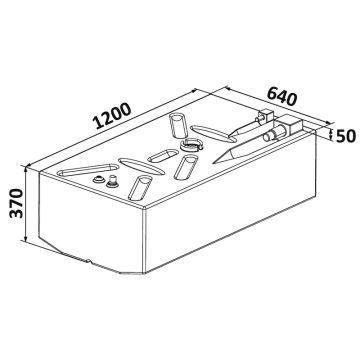 Kütusepaak OSCULATI 1200x640x370 239 l (bensiin), +50 h mm, ujuk 30cm, õhutus Ø 18/16mm, s
